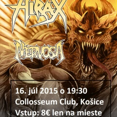 Koncert – HIRAX, NERVOSA, 16. júl 2015, Collosseum Club, Košice