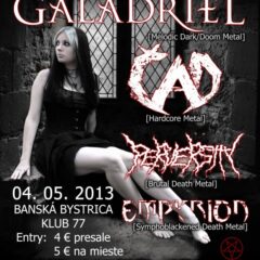 Koncert – Betrayers Of Blood Pt. 8 – GALADRIEL,ČAD,PERVERSITY,EMPYRION 4.5.2013 (Klub 77, BB)